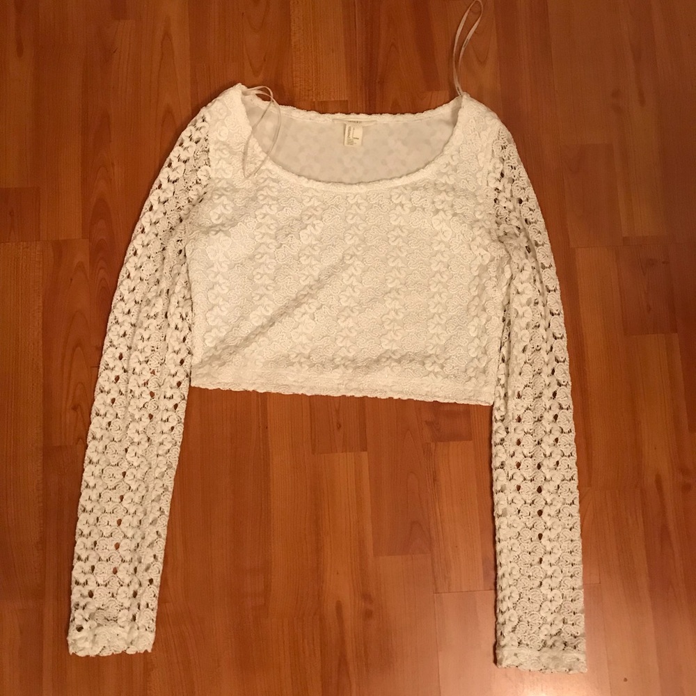 F21 lace crop long sleeve